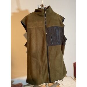 Shein Mens XL Fleece Vest Olive Green Full Zip Mock Neck‎ sm210901226094